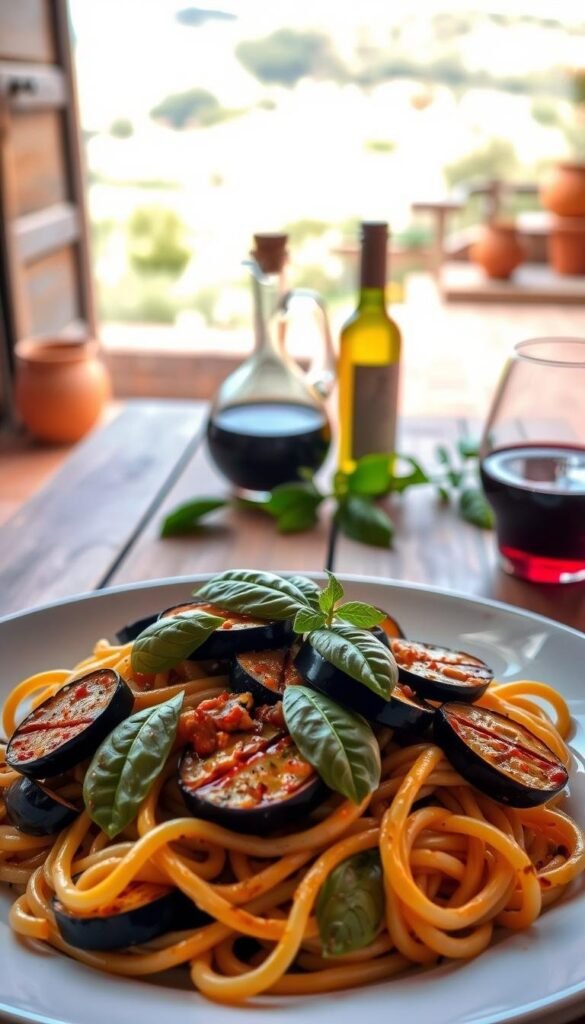 Vegan Italian pasta alla Norma Vegan Italian pasta alla Norma