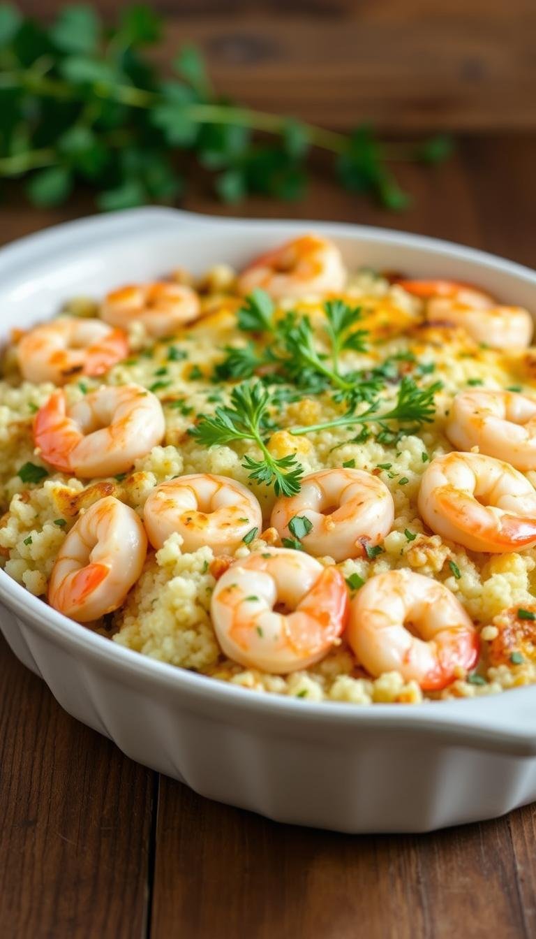 shrimp cauliflower rice casserole