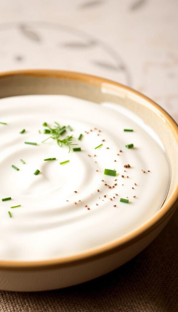 A lush, creamy yogurt sauce is elegantly presented in a shallow ceramic bowl, its smooth, glossy surface reflecting the warm, ambient lighting. Flecks of freshly chopped dill, chives, and a sprinkle of cracked black pepper add vibrant pops of color and texture, complementing the cool, tangy flavor of the homemade yogurt. The bowl is set against a neutral, minimalist background, allowing the sauce to take center stage and showcase its irresistible appeal. The overall composition evokes a sense of rustic sophistication, perfectly suited to accompany the hearty lentil patties featured in the article. A lush, creamy yogurt sauce is elegantly presented in a shallow ceramic bowl, its smooth, glossy surface reflecting the warm, ambient lighting. Flecks of freshly chopped dill, chives, and a sprinkle of cracked black pepper add vibrant pops of color and texture, complementing the cool, tangy flavor of the homemade yogurt. The bowl is set against a neutral, minimalist background, allowing the sauce to take center stage and showcase its irresistible appeal. The overall composition evokes a sense of rustic sophistication, perfectly suited to accompany the hearty lentil patties featured in the article.