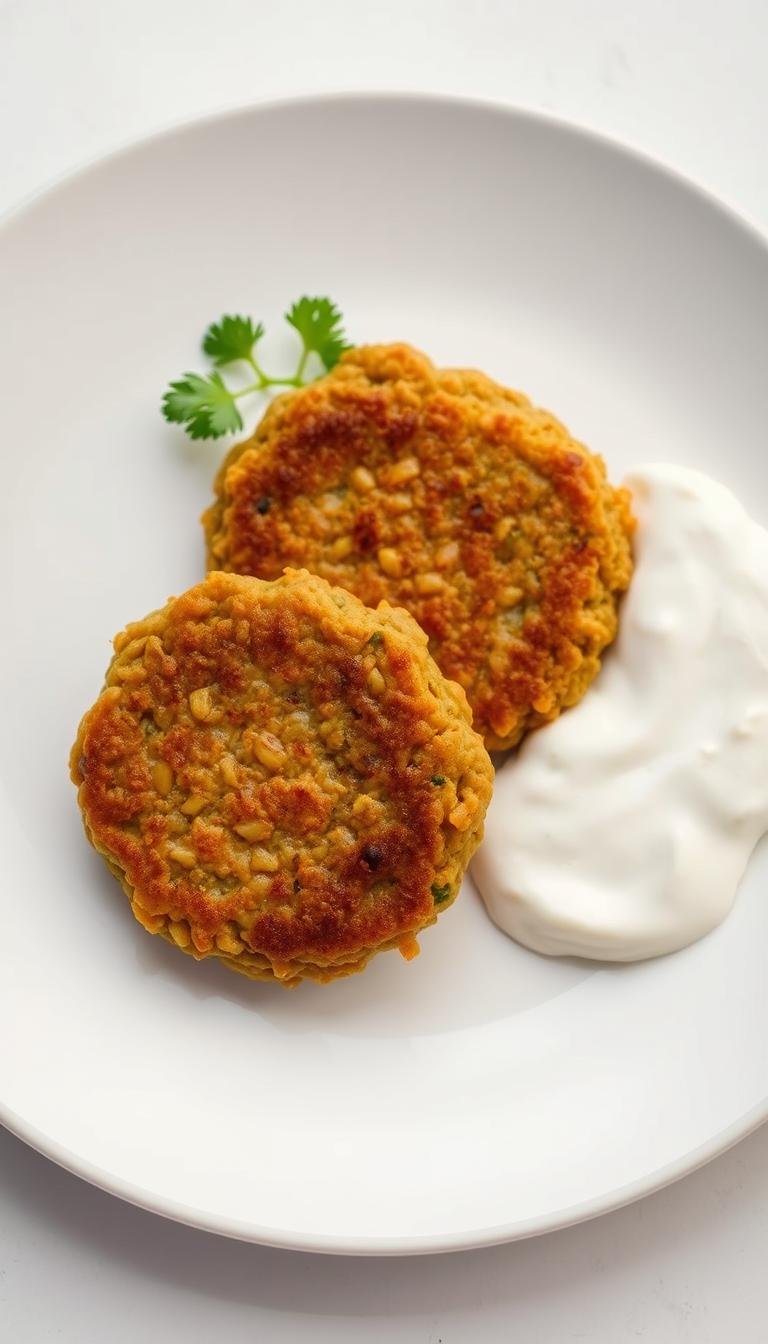 Lentil Patties with Yogurt Sauce