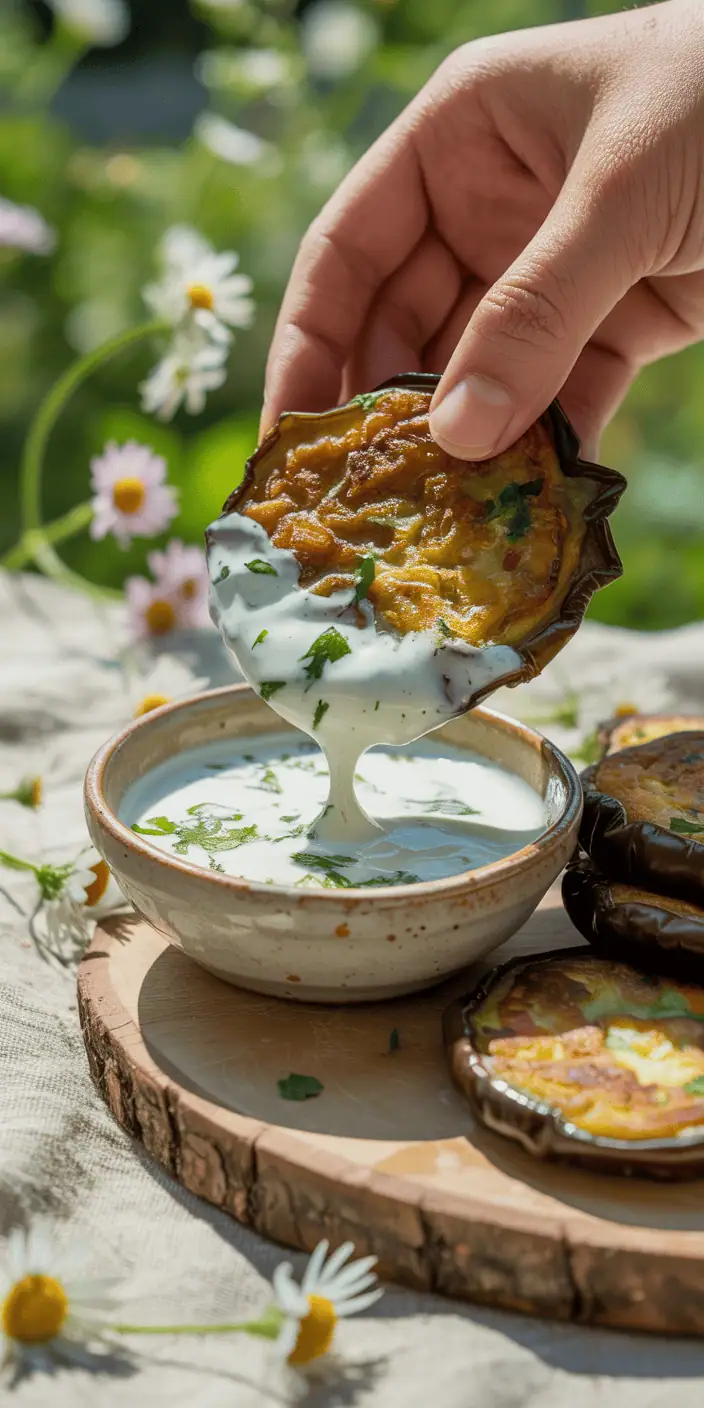 Eggplant Fritters with Yogurt Dip