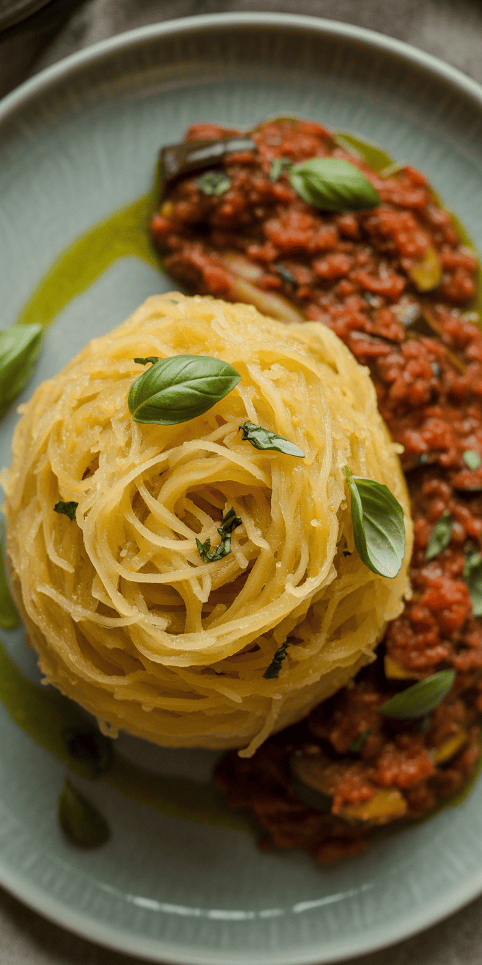 Spaghetti Squash with Eggplant Ragu