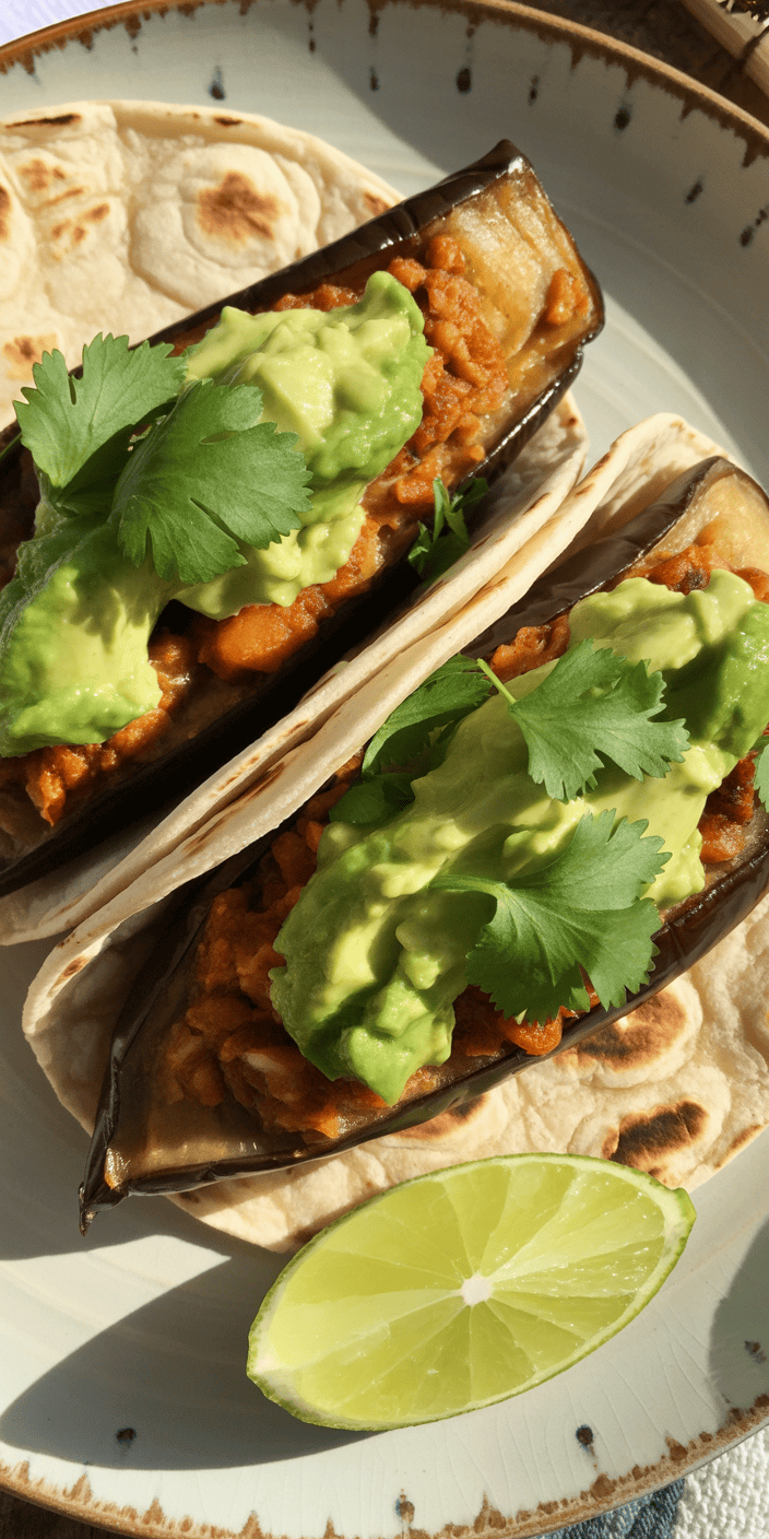 Eggplant Tacos with Avocado Salsa