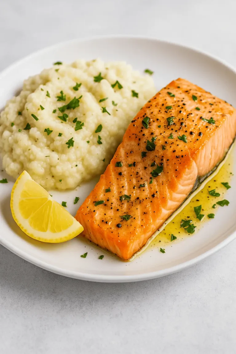 Baked Salmon with Garlic Mashed Cauliflower