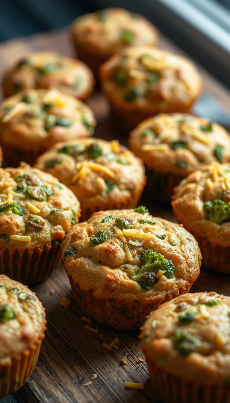 Cheesy Broccoli Protein Muffins