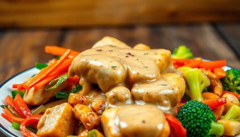 Tofu & Vegetable Stir-Fry with Peanut Sauce